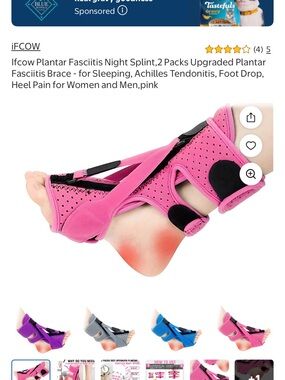 Pink Plantar Fasciitis Night Splint Brace